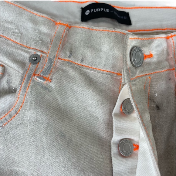 Purple Brand P001 White Neon Stitch Orange Jeans NWT Sz 34 - Picture 6 of 15